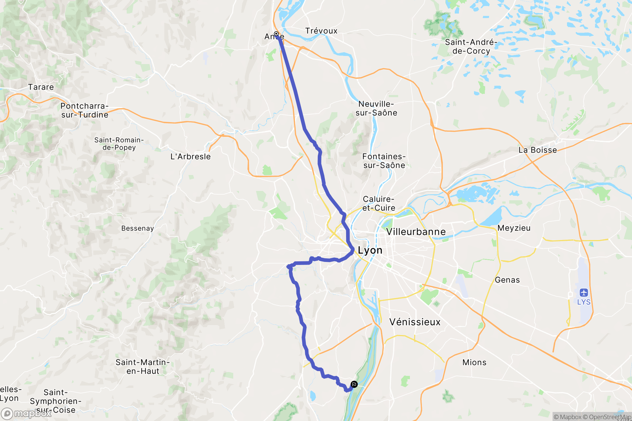 Anse : carte du parcours de randonnée - France