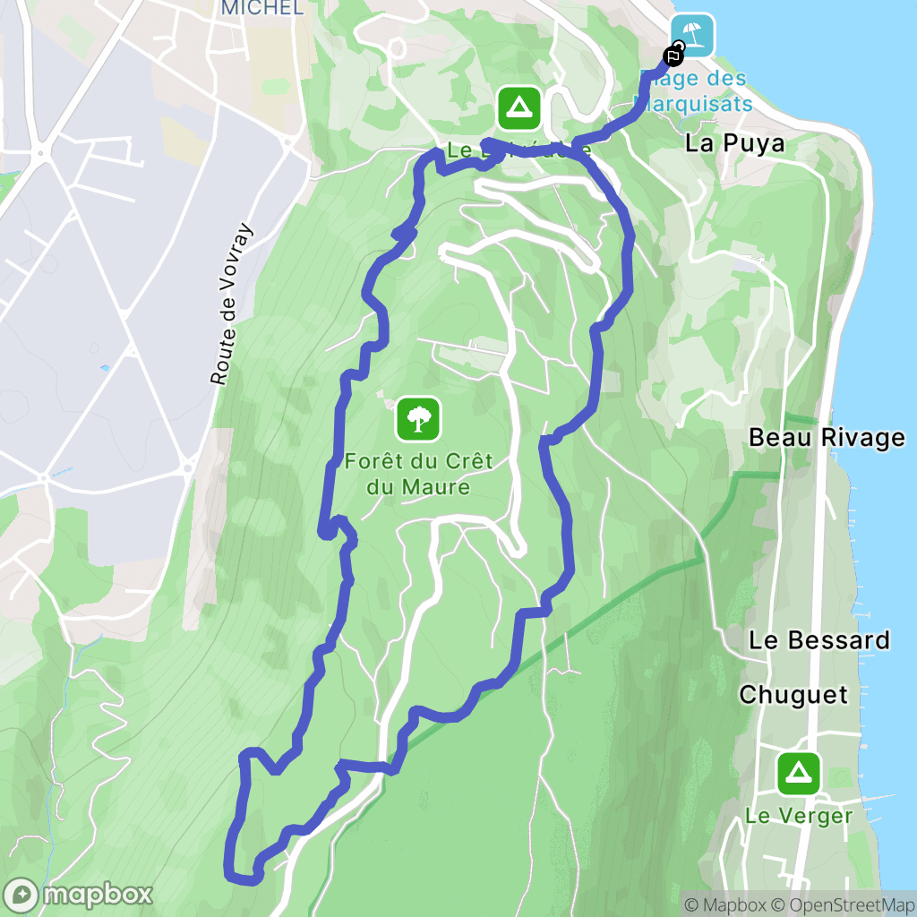 Annecy : carte du parcours de randonnée - France