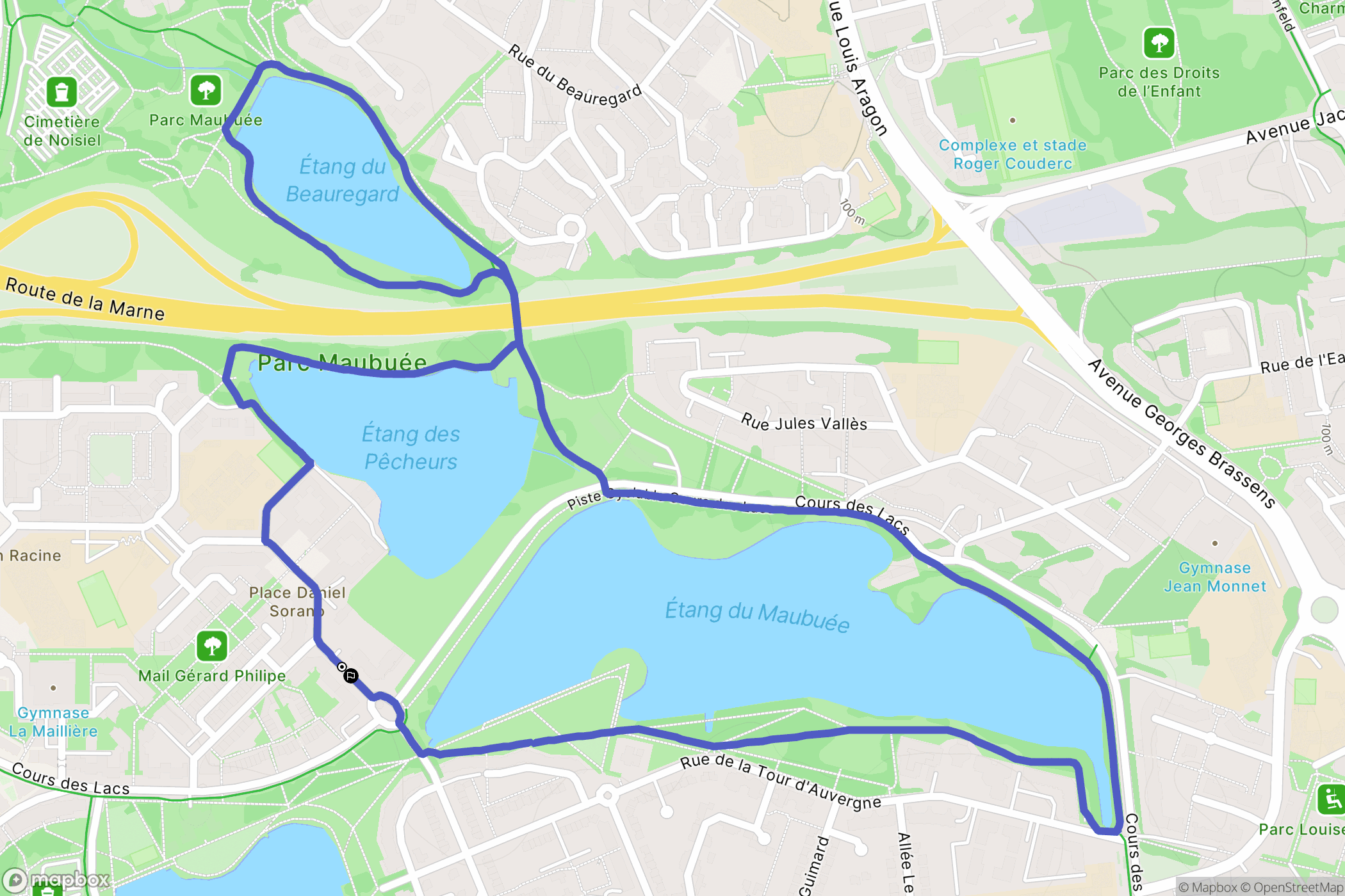 Lognes : carte du parcours de randonnée - France