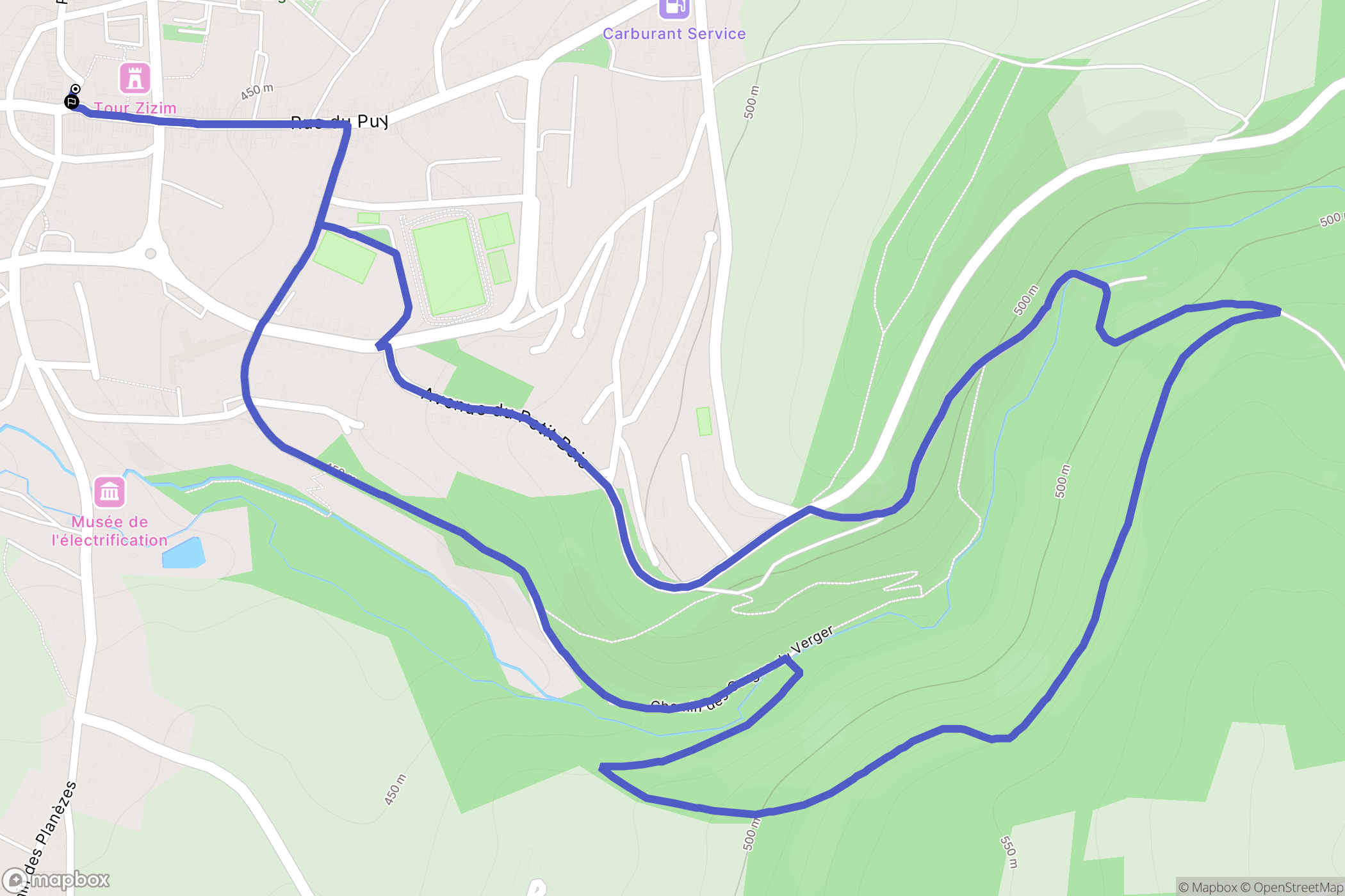 Bourganeuf : carte du parcours de randonnée - France