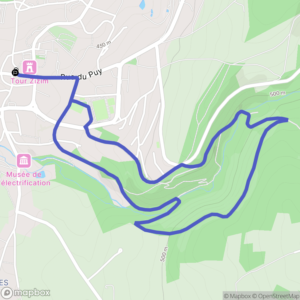 Bourganeuf : carte du parcours de randonnée - France