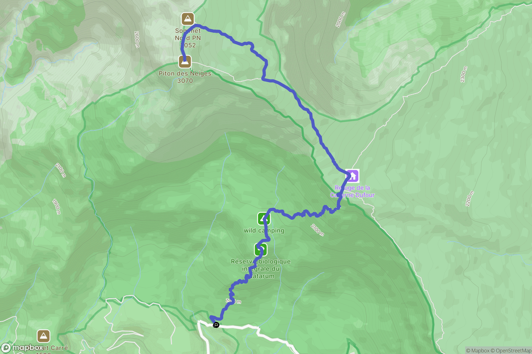 Cilaos : carte du parcours de randonnée - France
