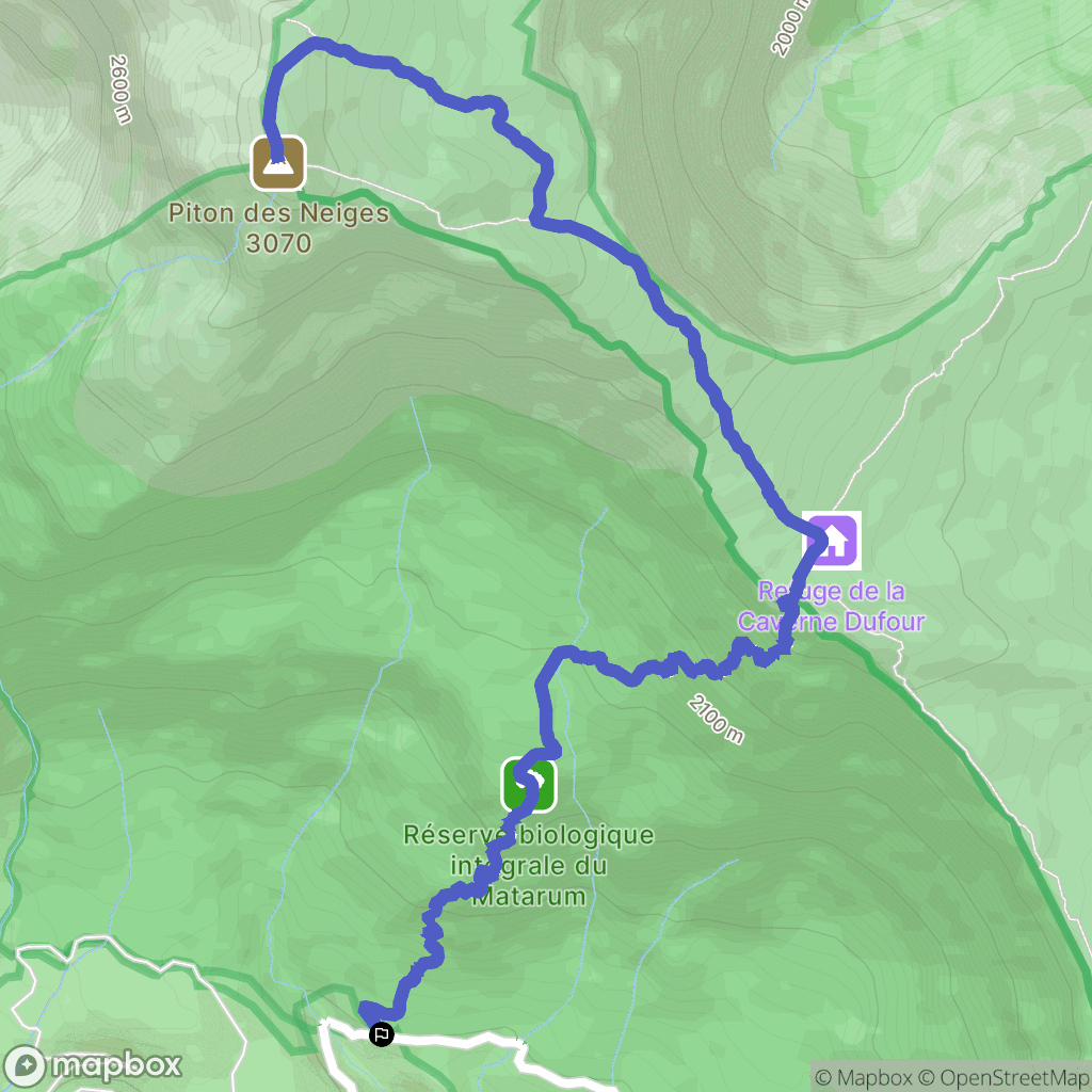 Cilaos : carte du parcours de randonnée - France