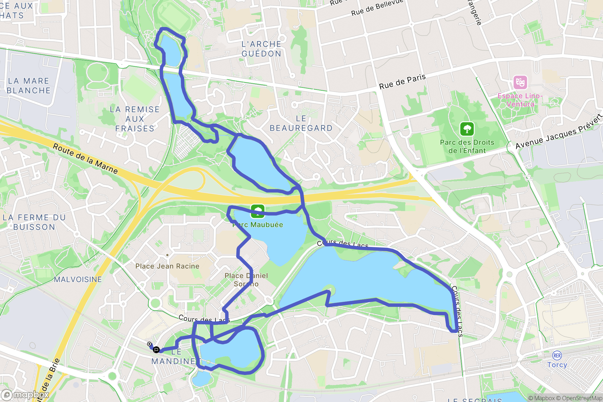 Lognes : carte du parcours de randonnée - France