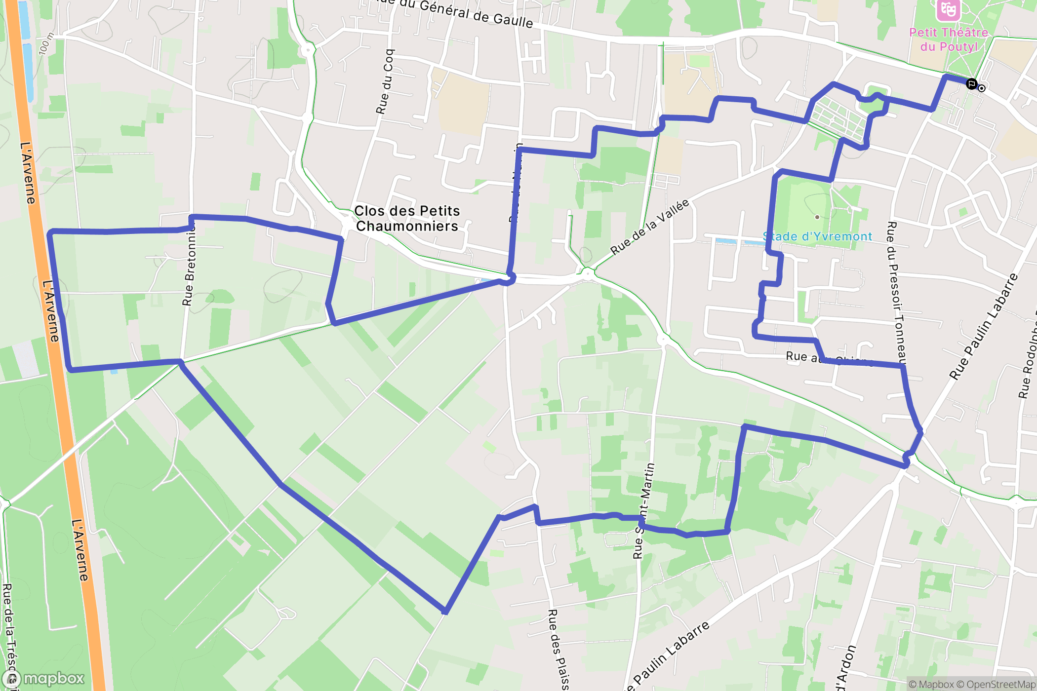 Olivet : carte du parcours de randonnée - France