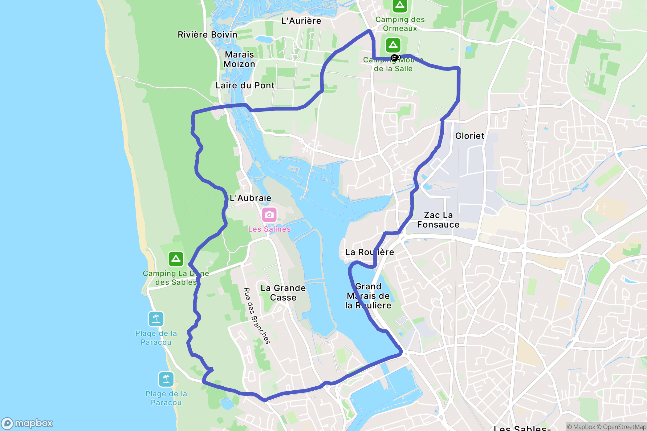 Les Sables-d'Olonne : carte du parcours de randonnée - France