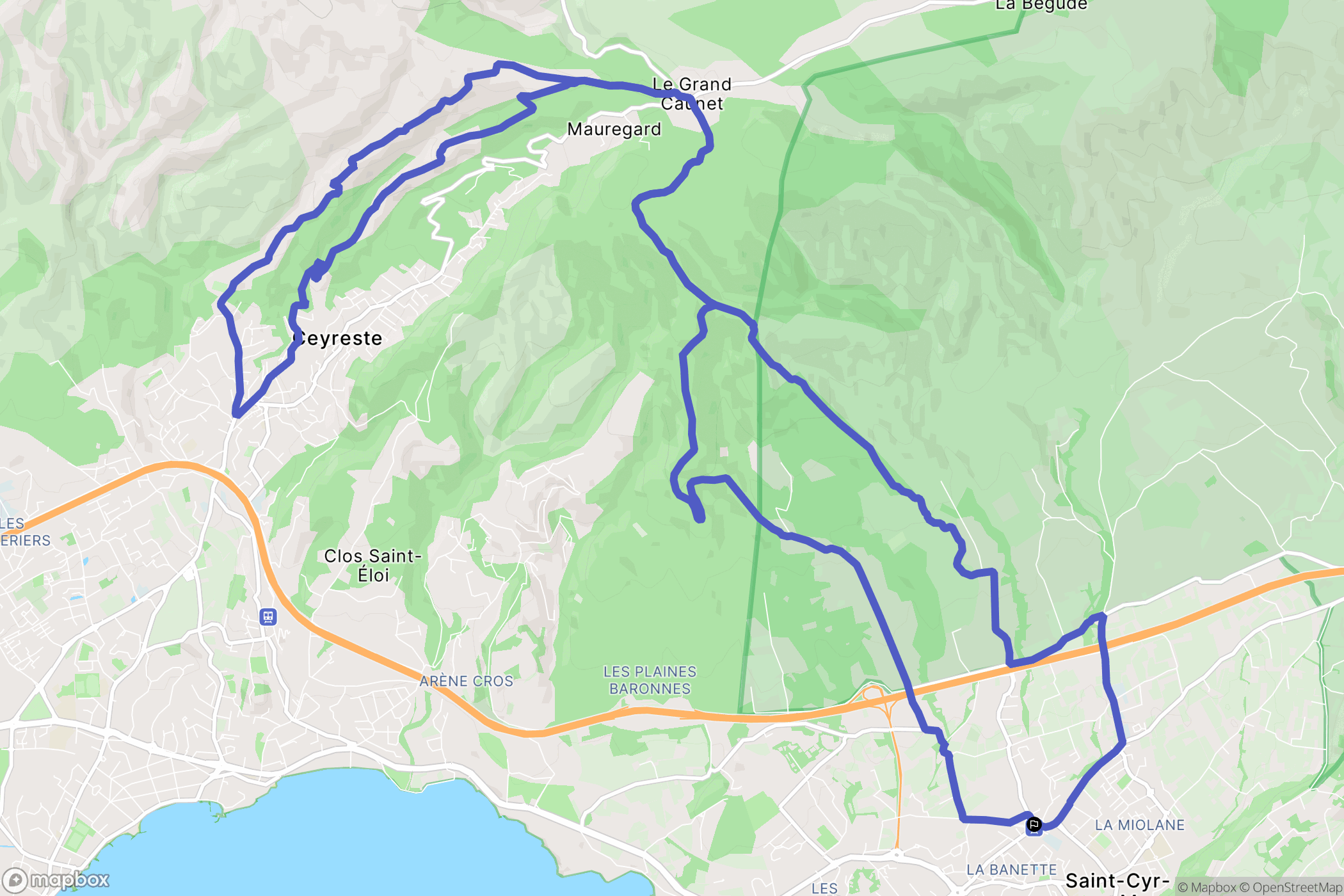 Saint-Cyr-sur-Mer : carte du parcours de randonnée - France