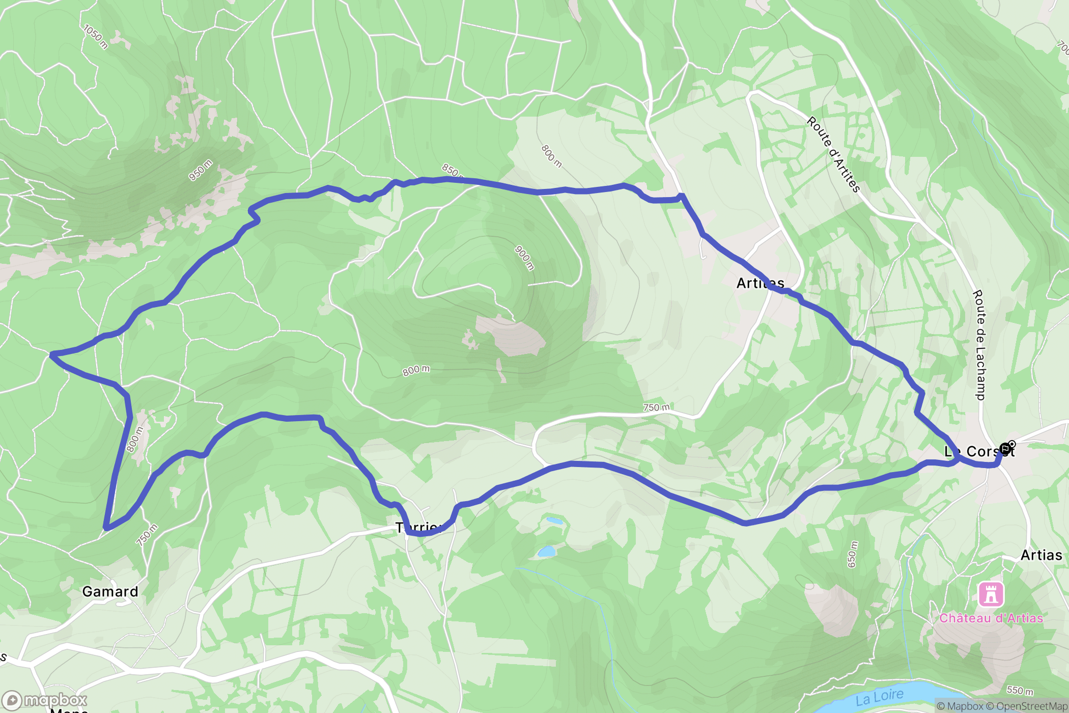 Retournac : carte du parcours de randonnée - France