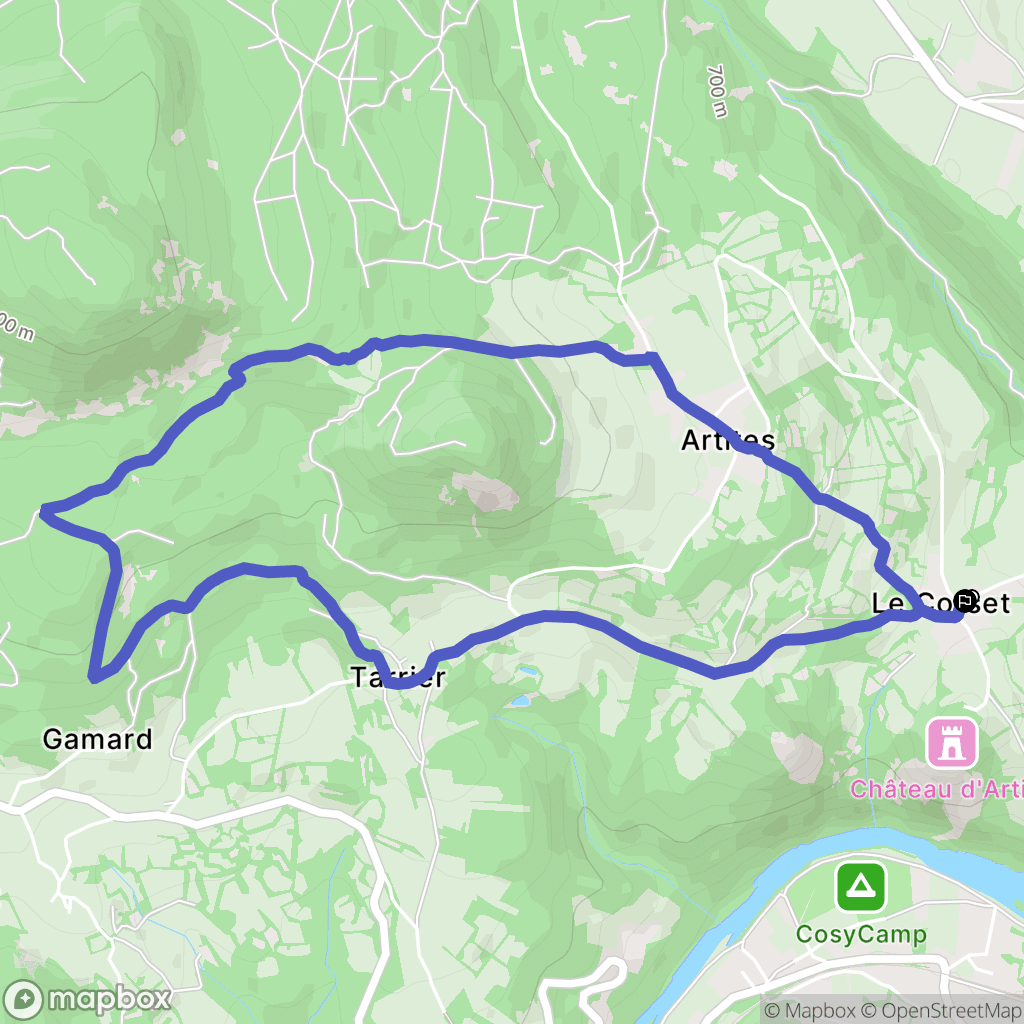 Retournac : carte du parcours de randonnée - France
