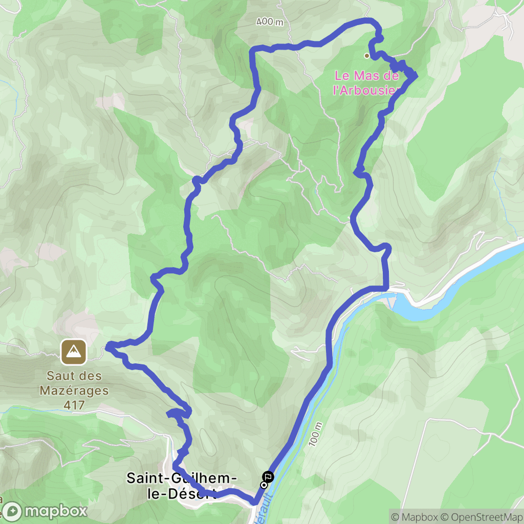 Saint-Guilhem-le-Désert : carte du parcours de randonnée - France