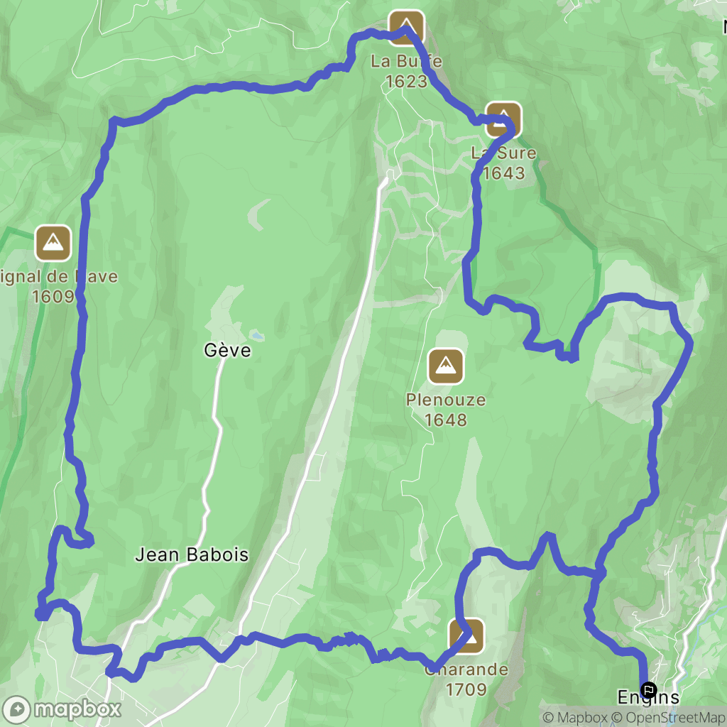 Engins : carte du parcours de randonnée - France