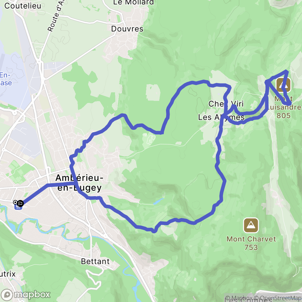 Ambérieu-en-Bugey : carte du parcours de randonnée - France