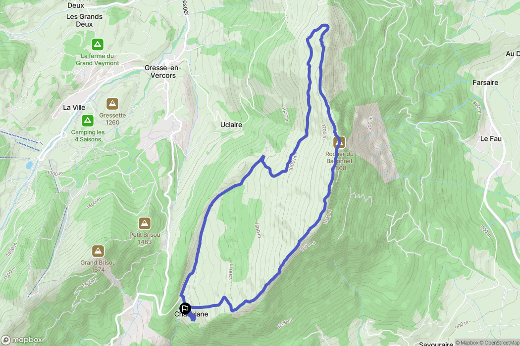 Gresse-en-Vercors : carte du parcours de randonnée - France