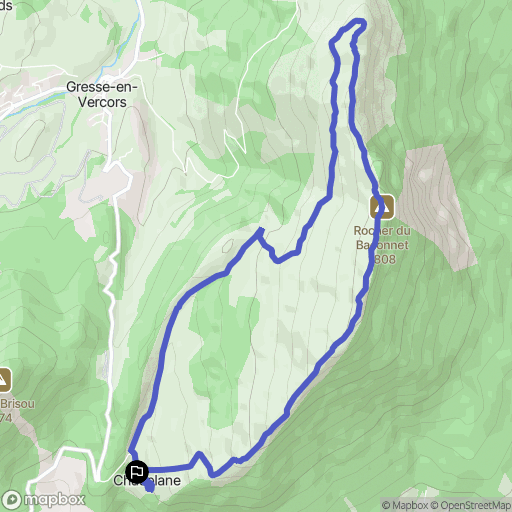 Gresse-en-Vercors : carte du parcours de randonnée - France