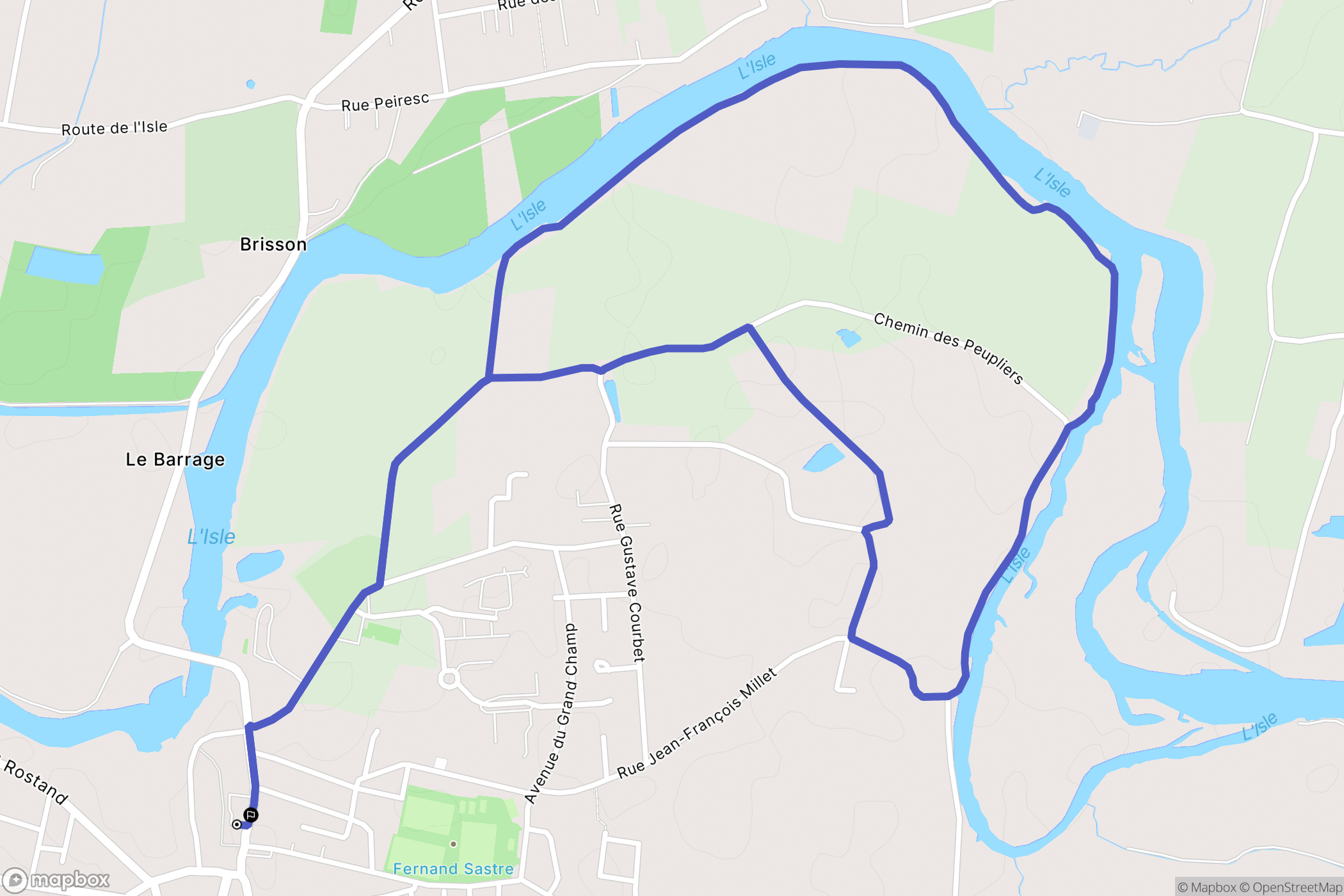 Saint-Seurin-sur-l'Isle : carte du parcours de randonnée - France