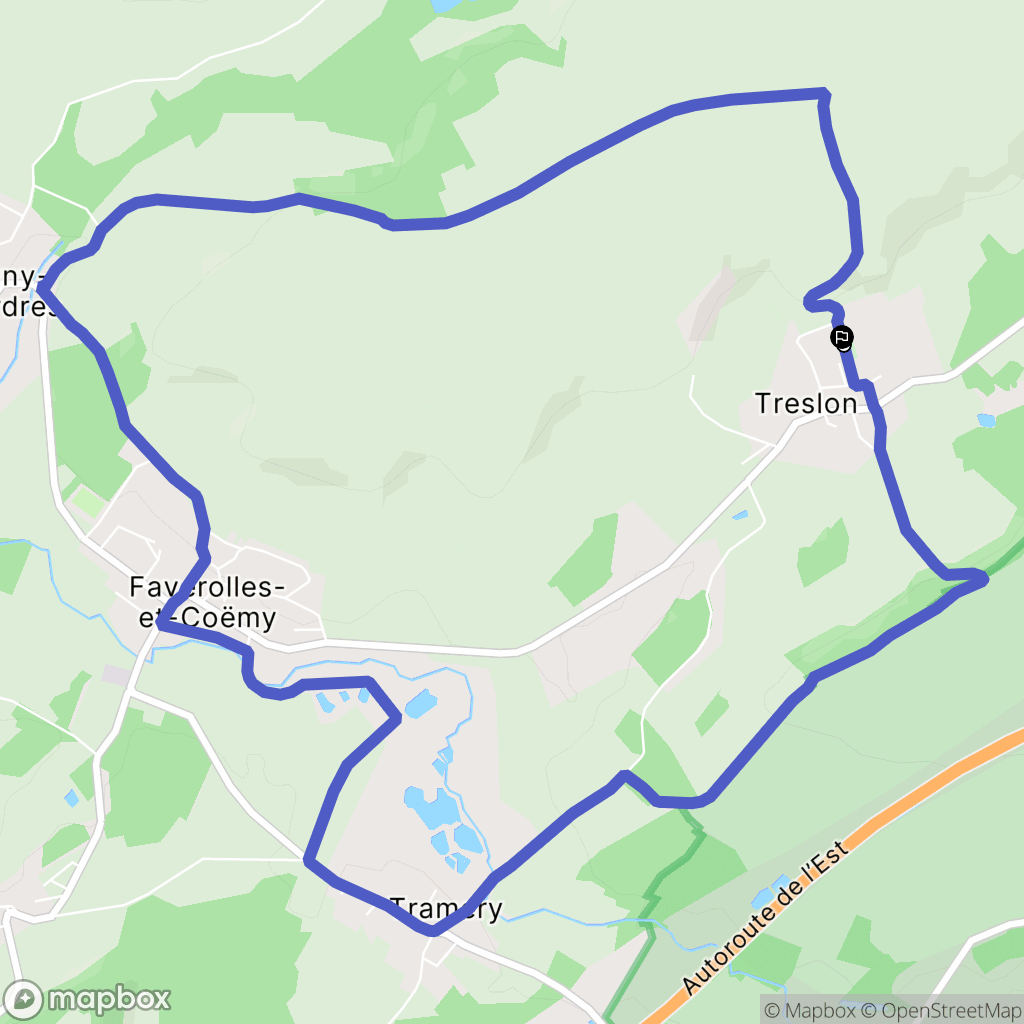 Treslon, Faverolles-et-Coëmy : carte du parcours de randonnée - France