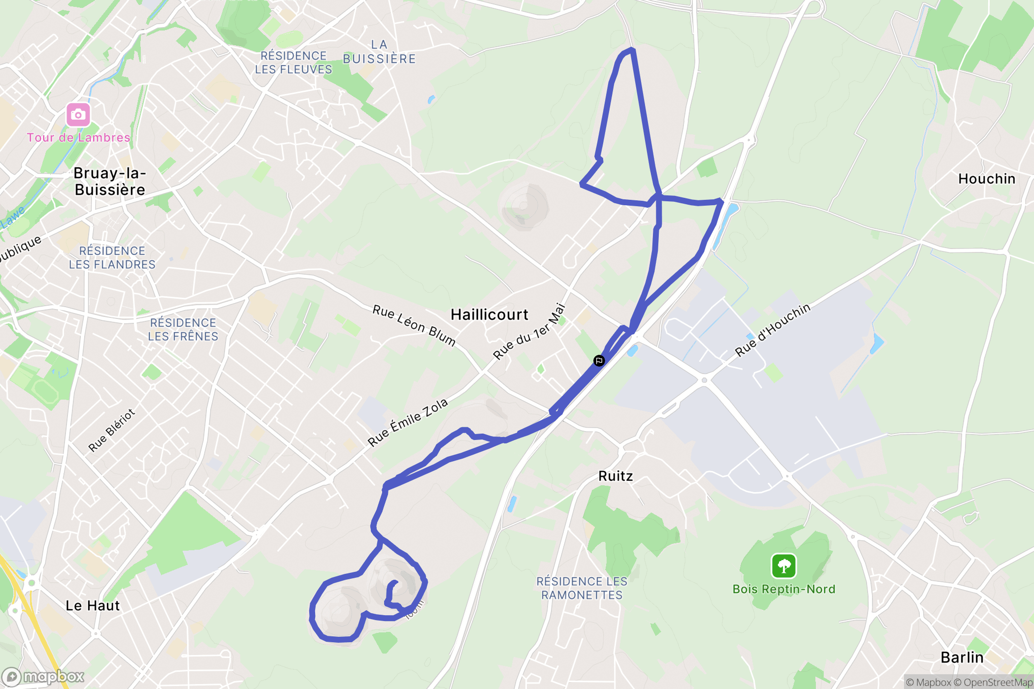 Haillicourt : carte du parcours de randonnée - France