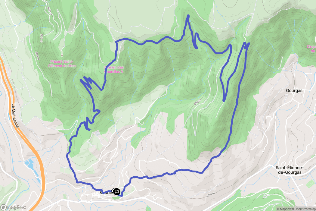Soubès : carte du parcours de randonnée - France