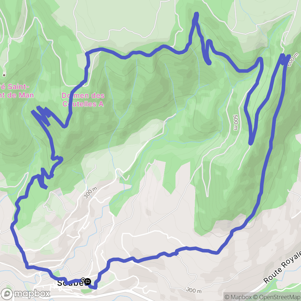 Soubès : carte du parcours de randonnée - France