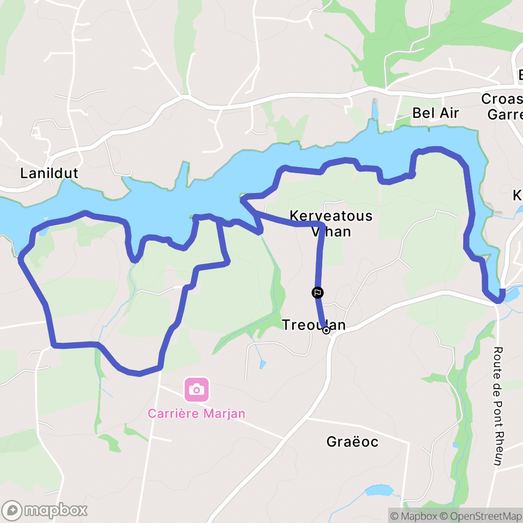 Treoullan : carte du parcours de randonnée - France
