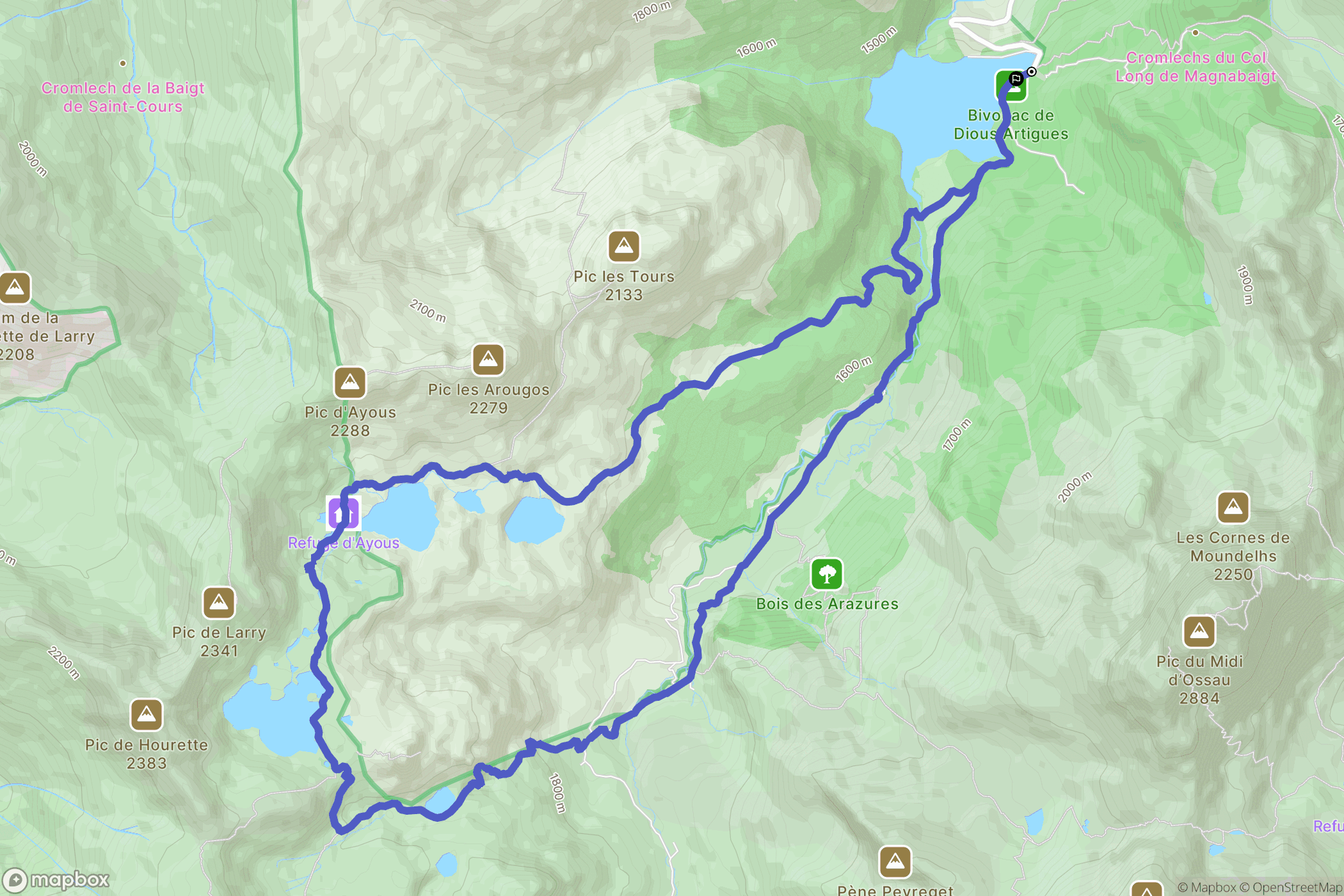 Gabas : carte du parcours de randonnée - France