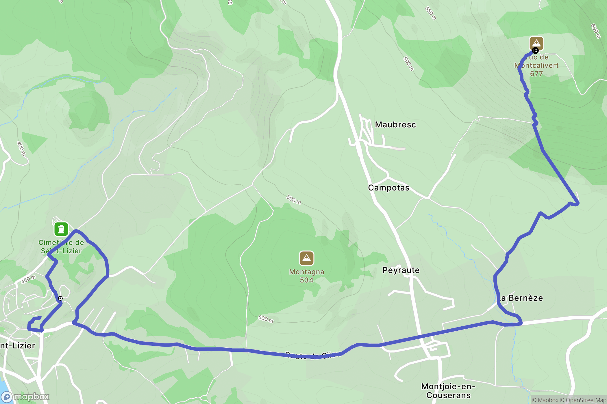 Saint-Lizier : carte du parcours de randonnée - France