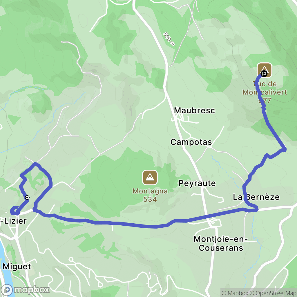 Saint-Lizier : carte du parcours de randonnée - France