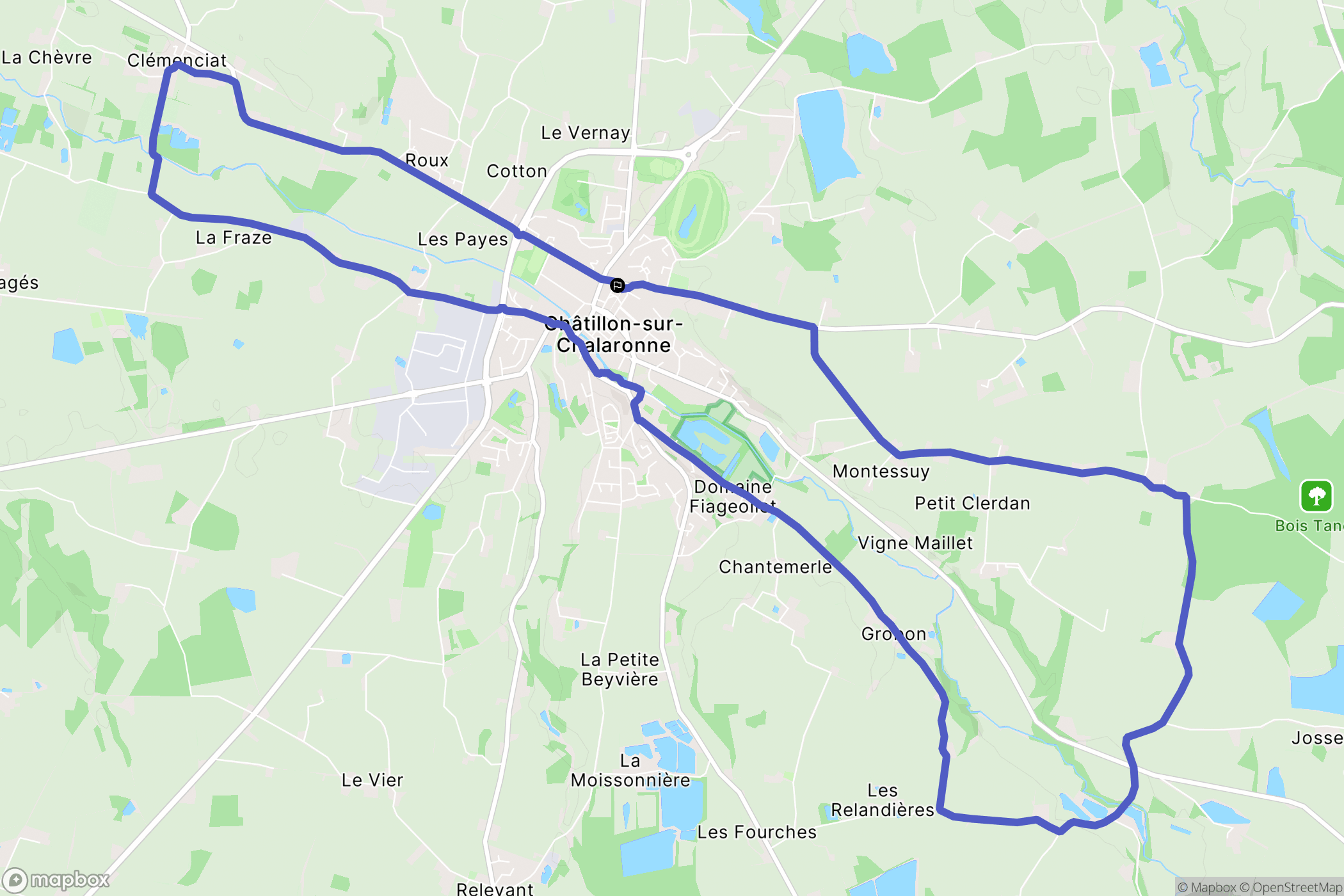 Châtillon-sur-Chalaronne : carte du parcours de randonnée - France