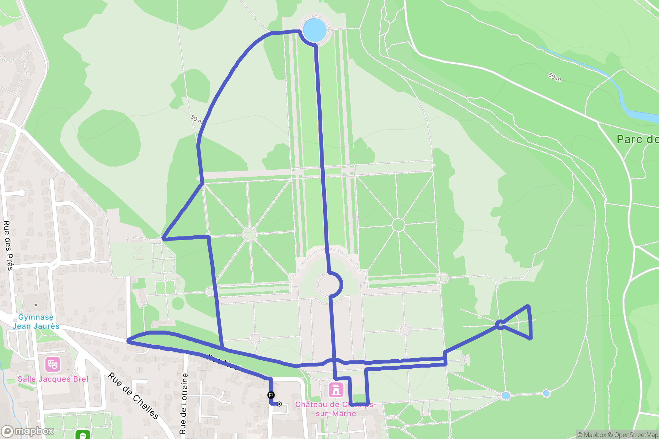 Champs-sur-Marne : carte du parcours de randonnée - France