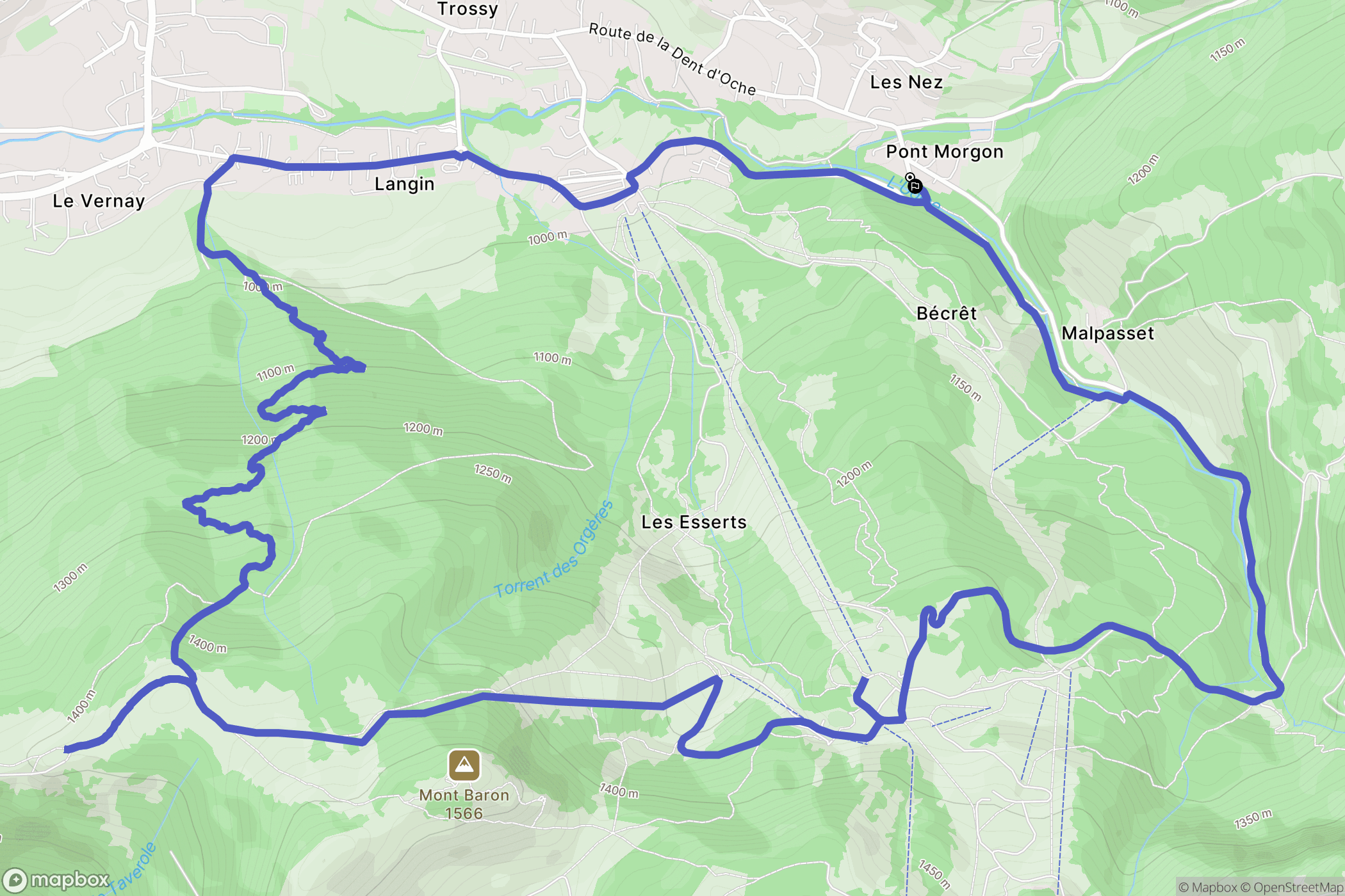 Bernex : carte du parcours de randonnée - France