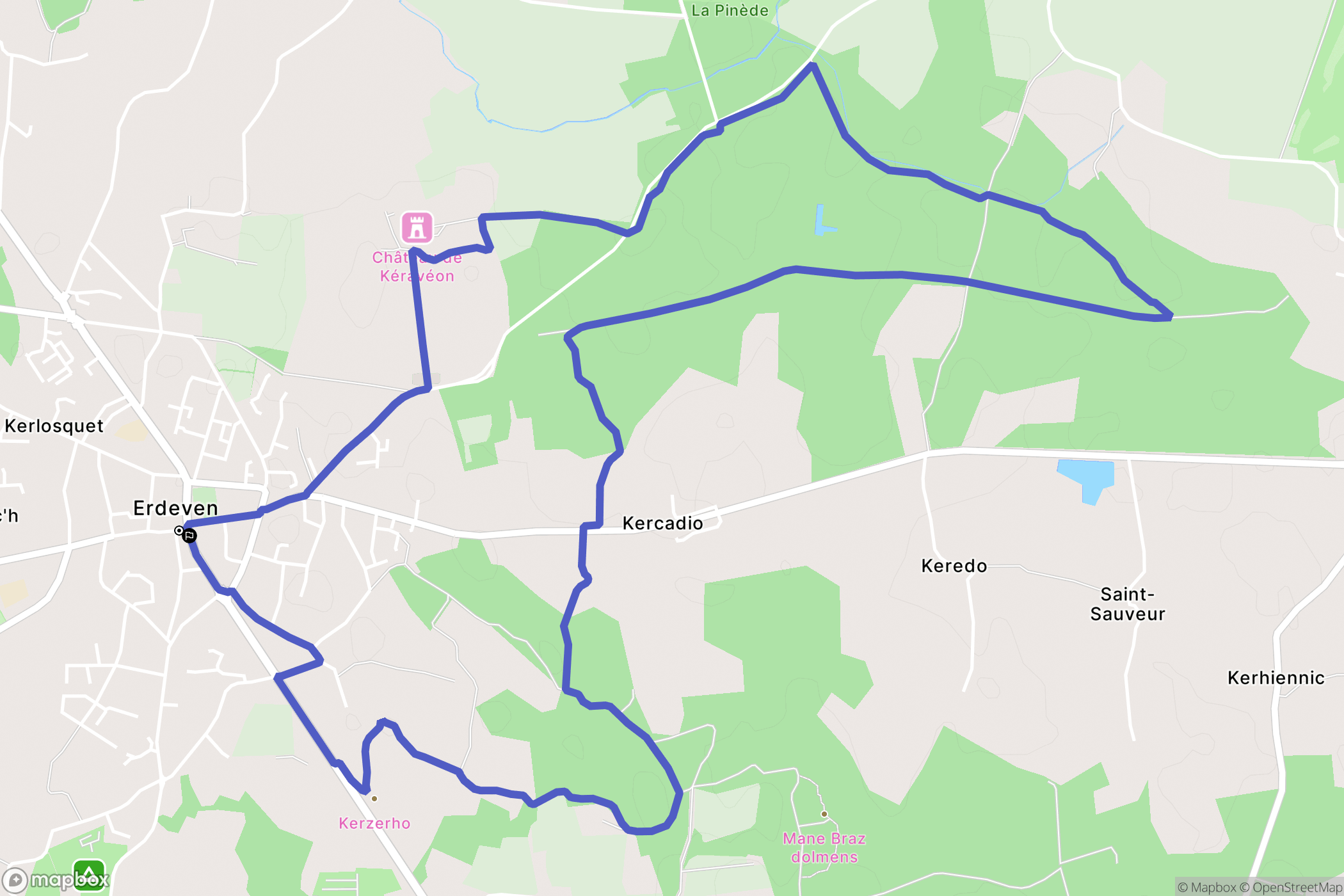 Erdeven : carte du parcours de randonnée - France