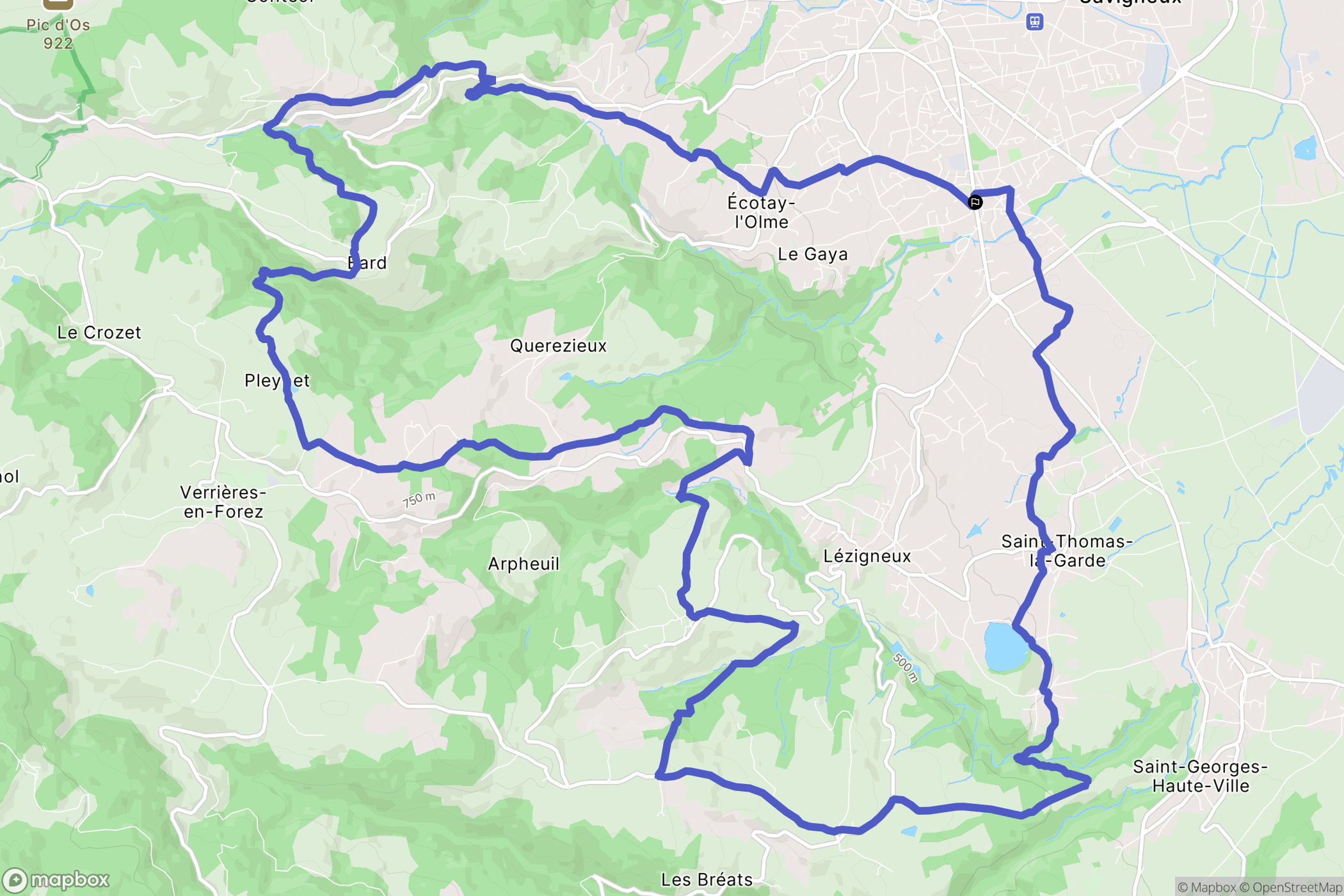 Montbrison : carte du parcours de randonnée - France