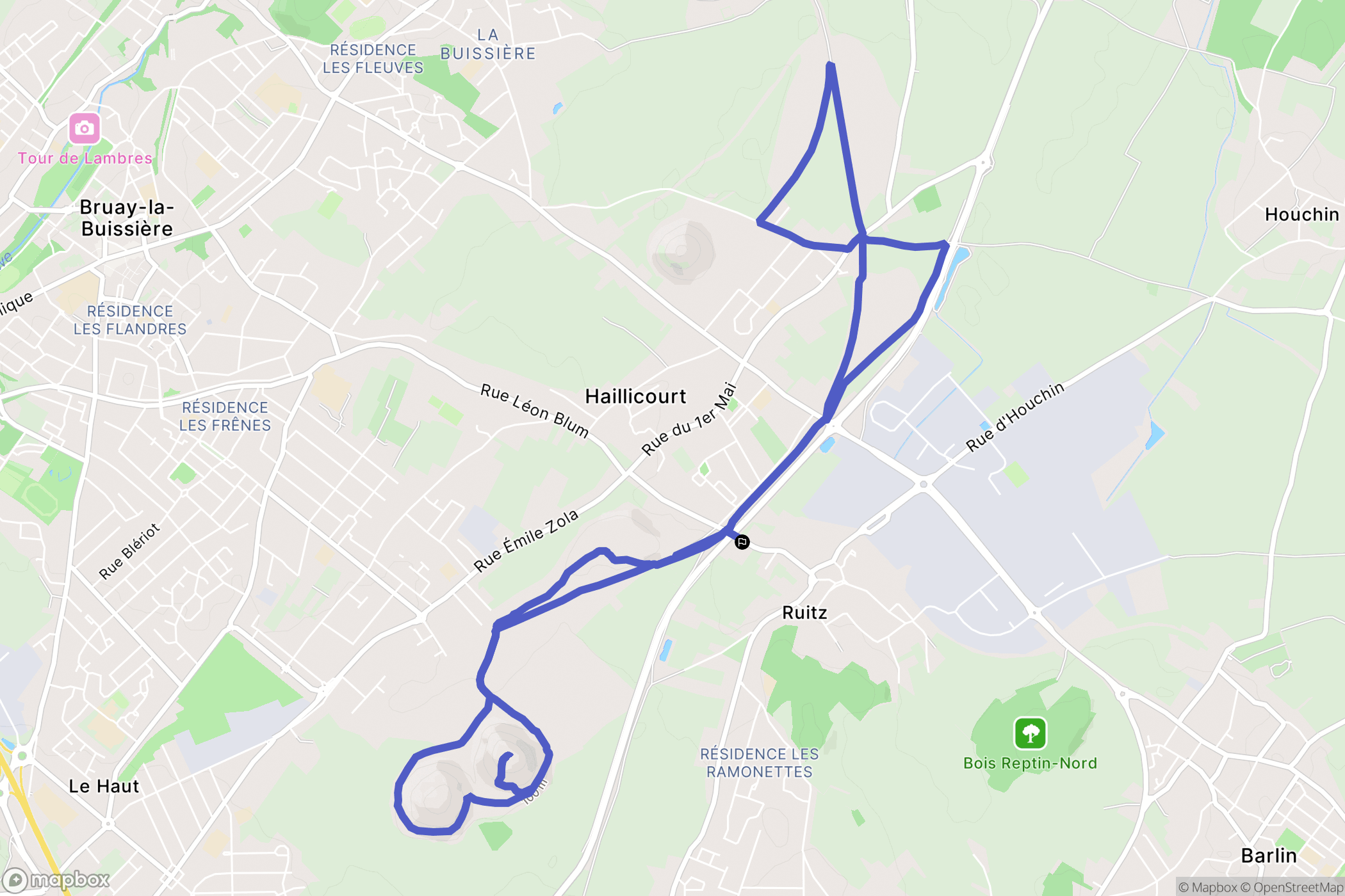 Haillicourt : carte du parcours de randonnée - France