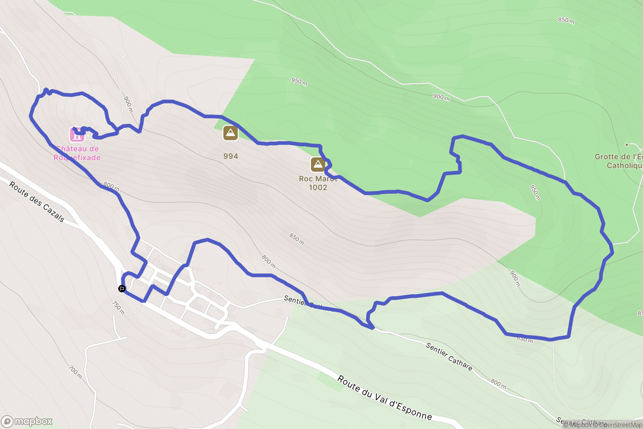 Roquefixade : carte du parcours de randonnée - France