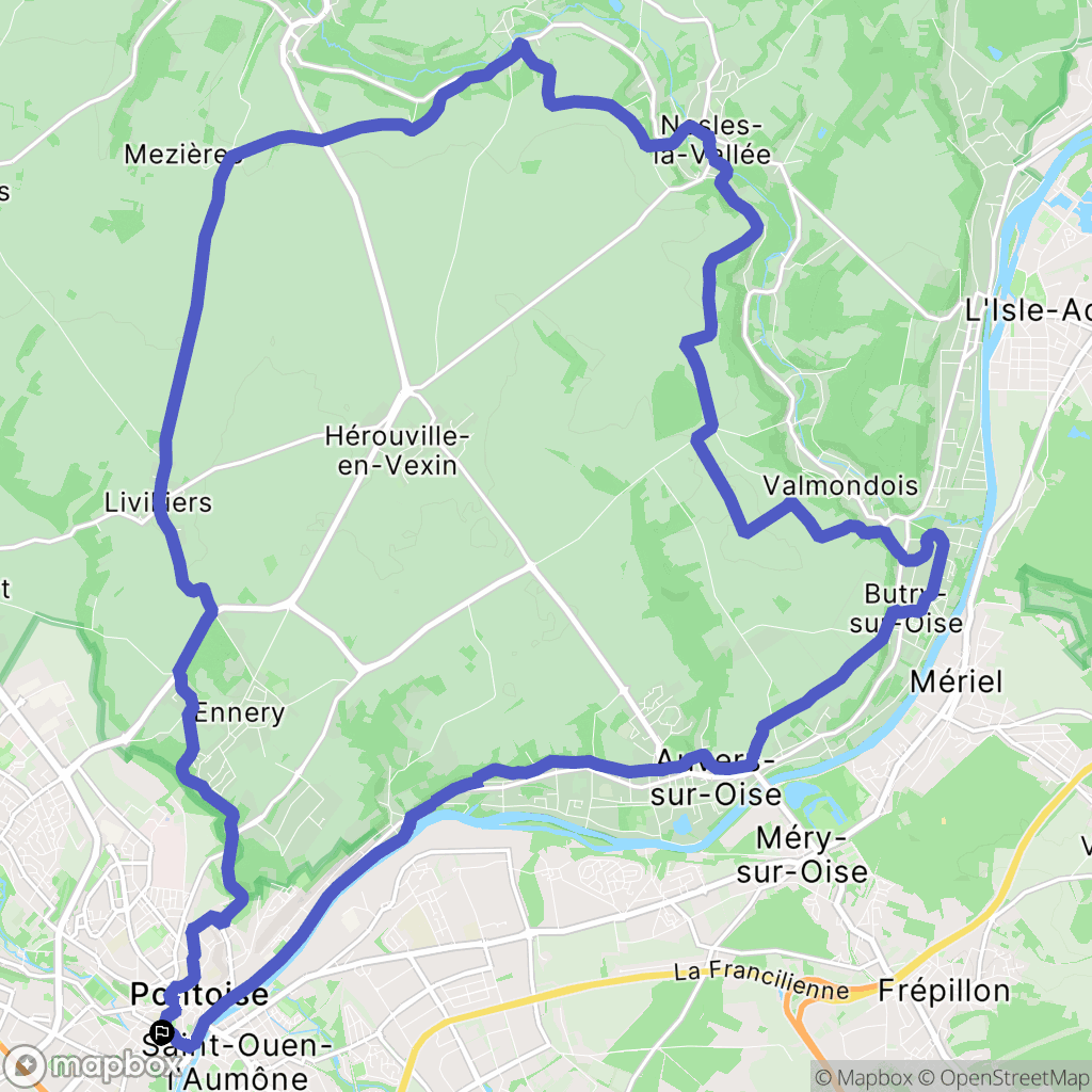 Pontoise : carte du parcours de randonnée - France