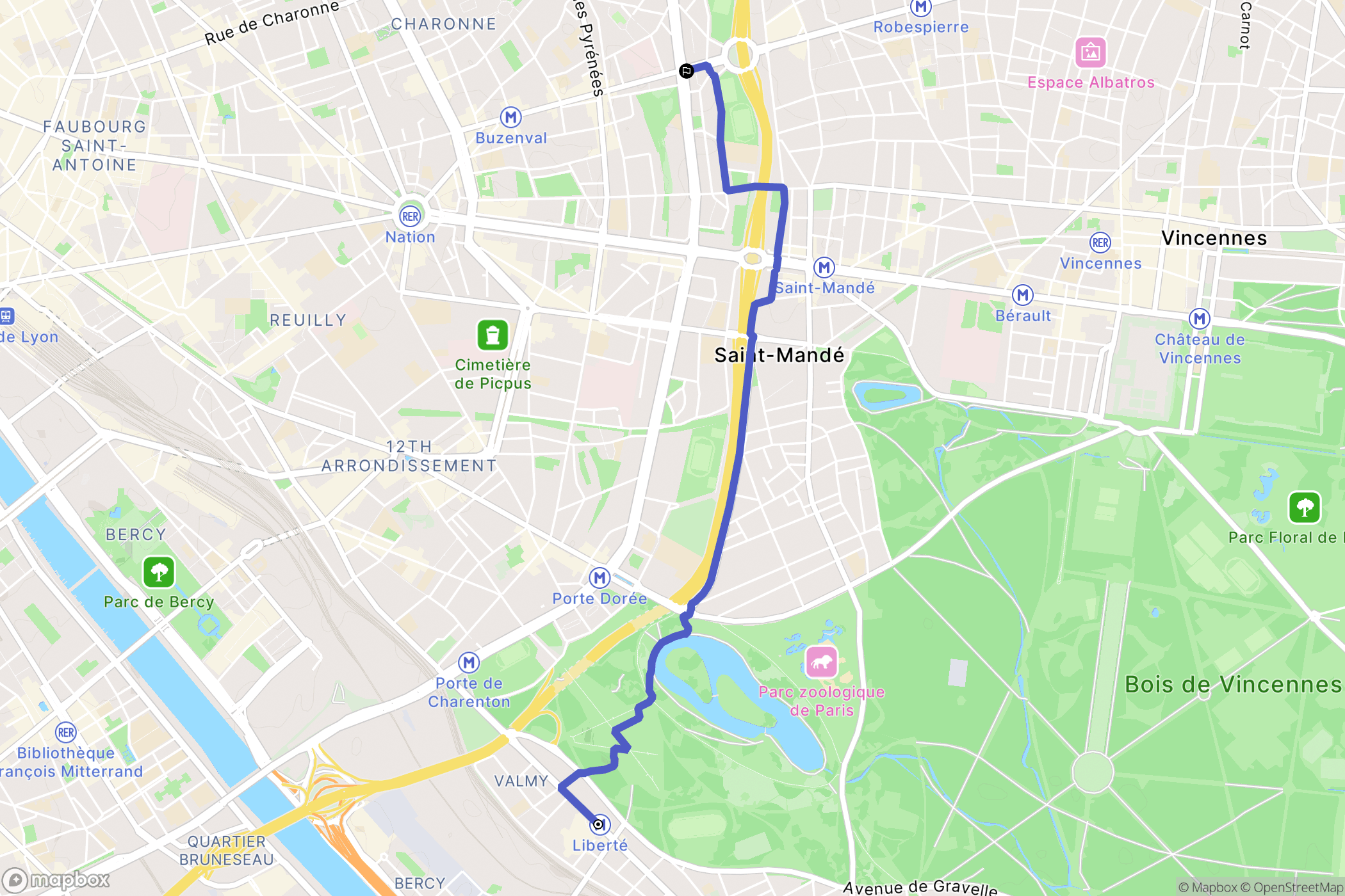 Charenton-le-Pont : carte du parcours de randonnée - France
