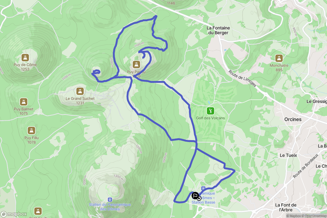 Orcines : carte du parcours de randonnée - France
