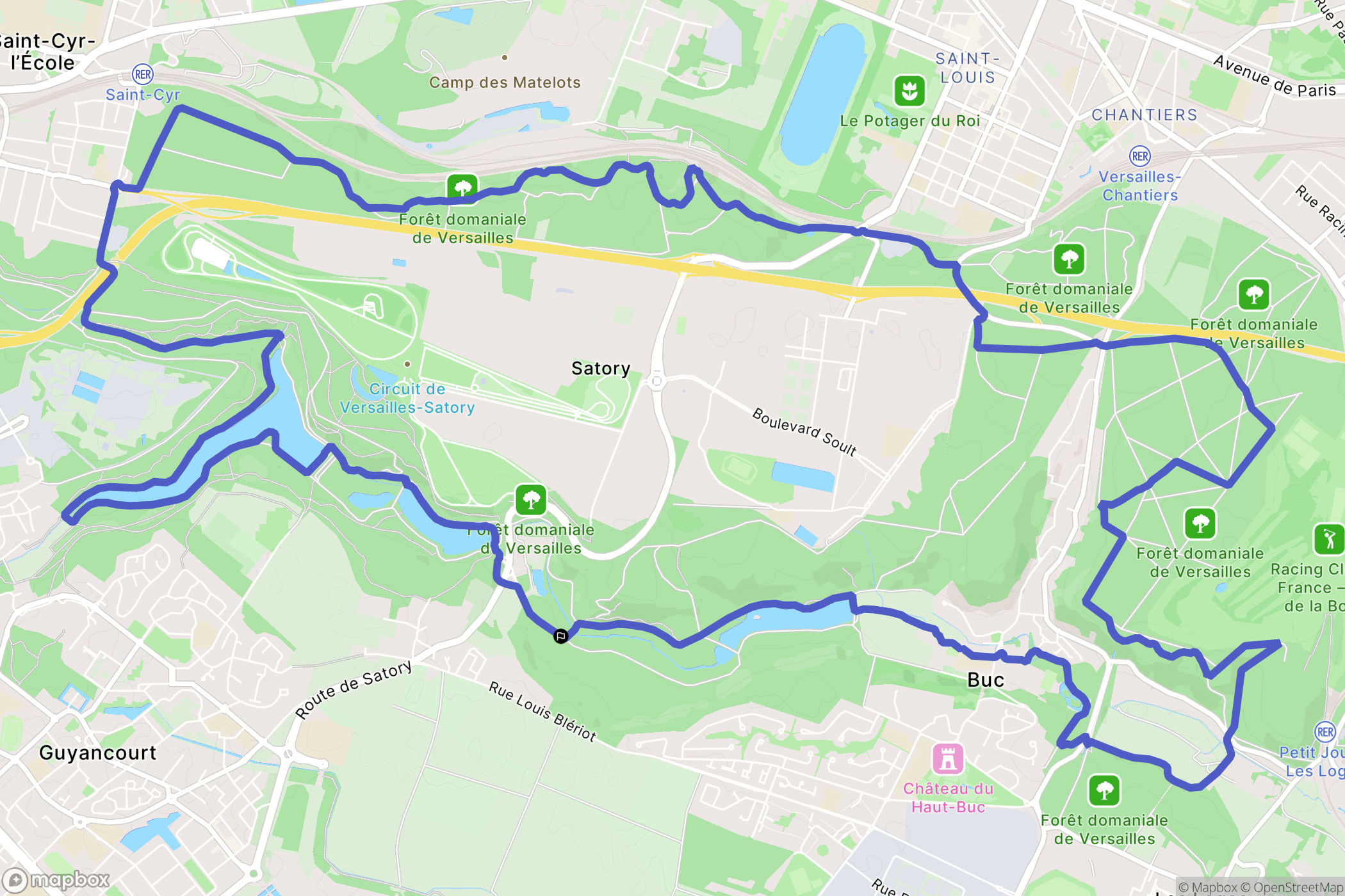 Guyancourt : carte du parcours de randonnée - France