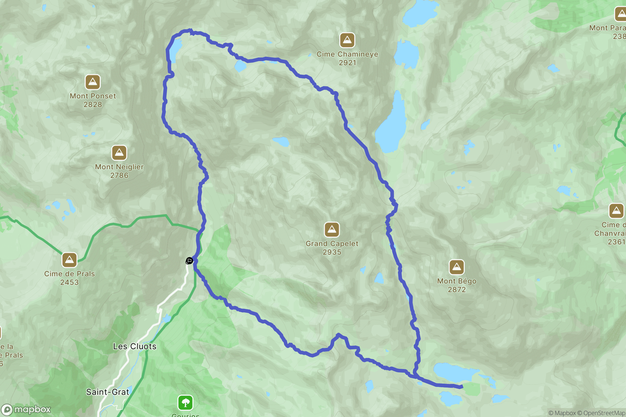 Roquebillière : carte du parcours de randonnée - France
