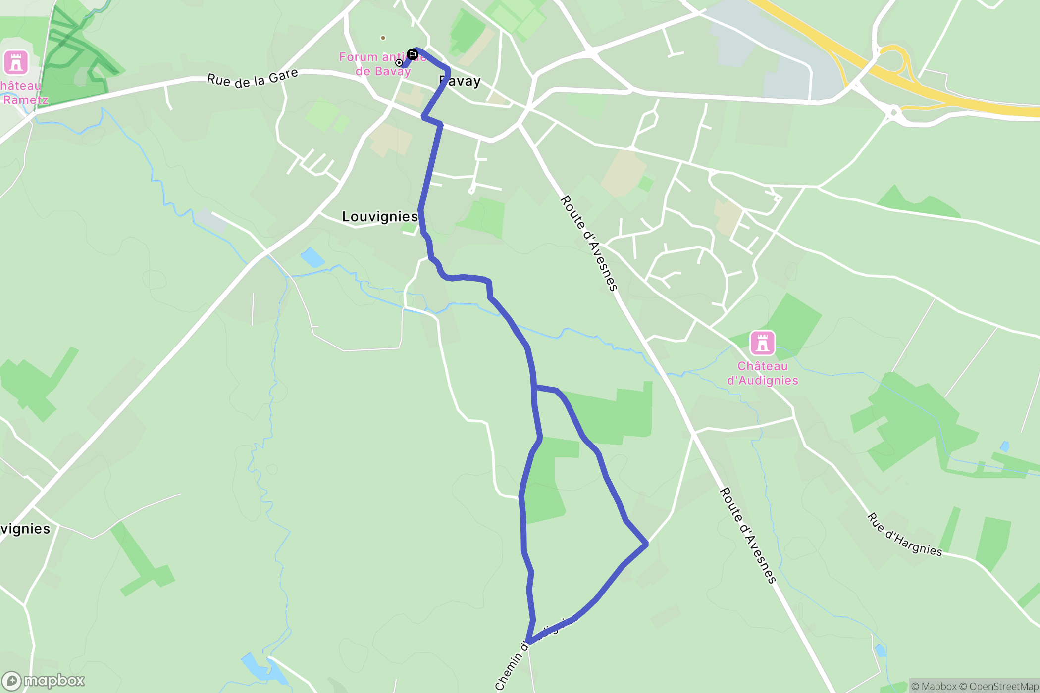 Bavay : carte du parcours de randonnée - France