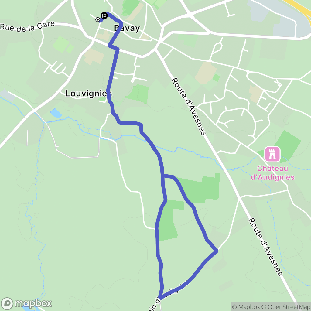 Bavay : carte du parcours de randonnée - France