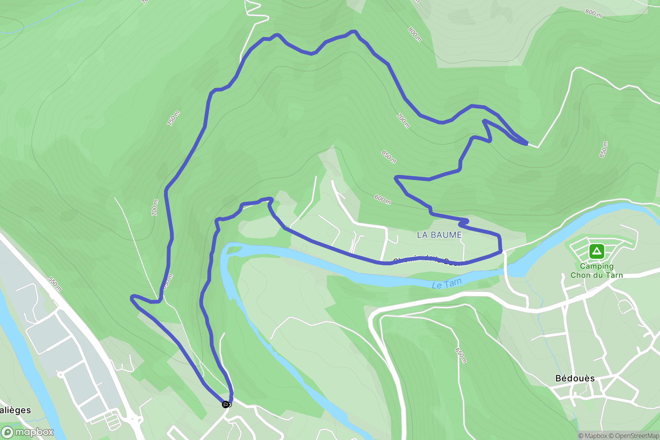 Florac-Trois-Rivières : carte du parcours de randonnée - France
