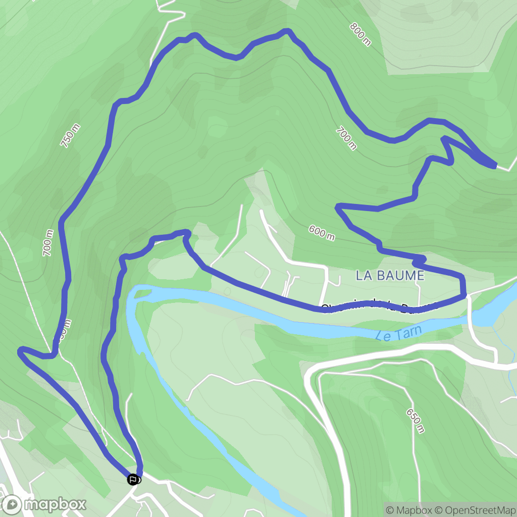 Florac-Trois-Rivières : carte du parcours de randonnée - France