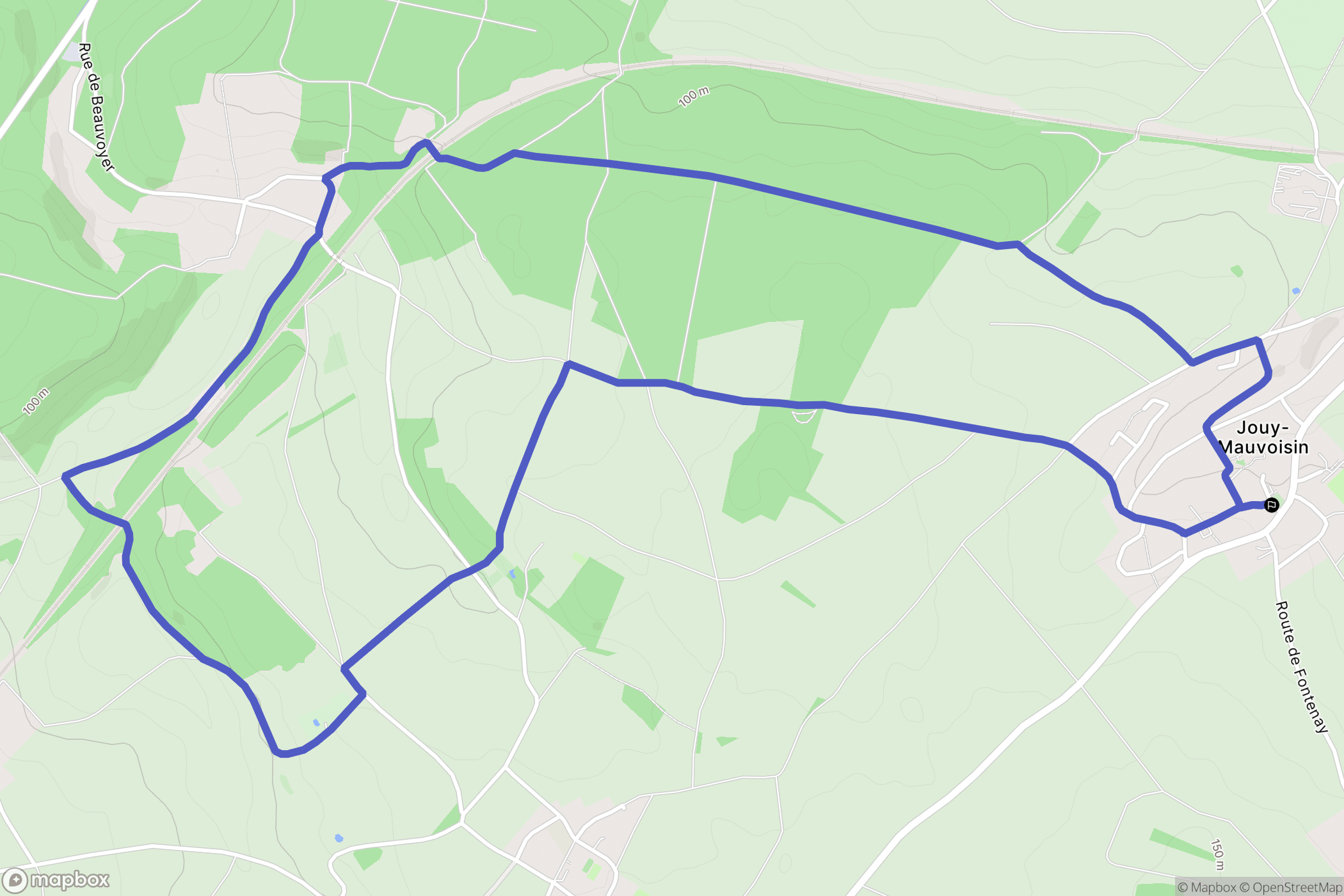Jouy-Mauvoisin : carte du parcours de randonnée - France