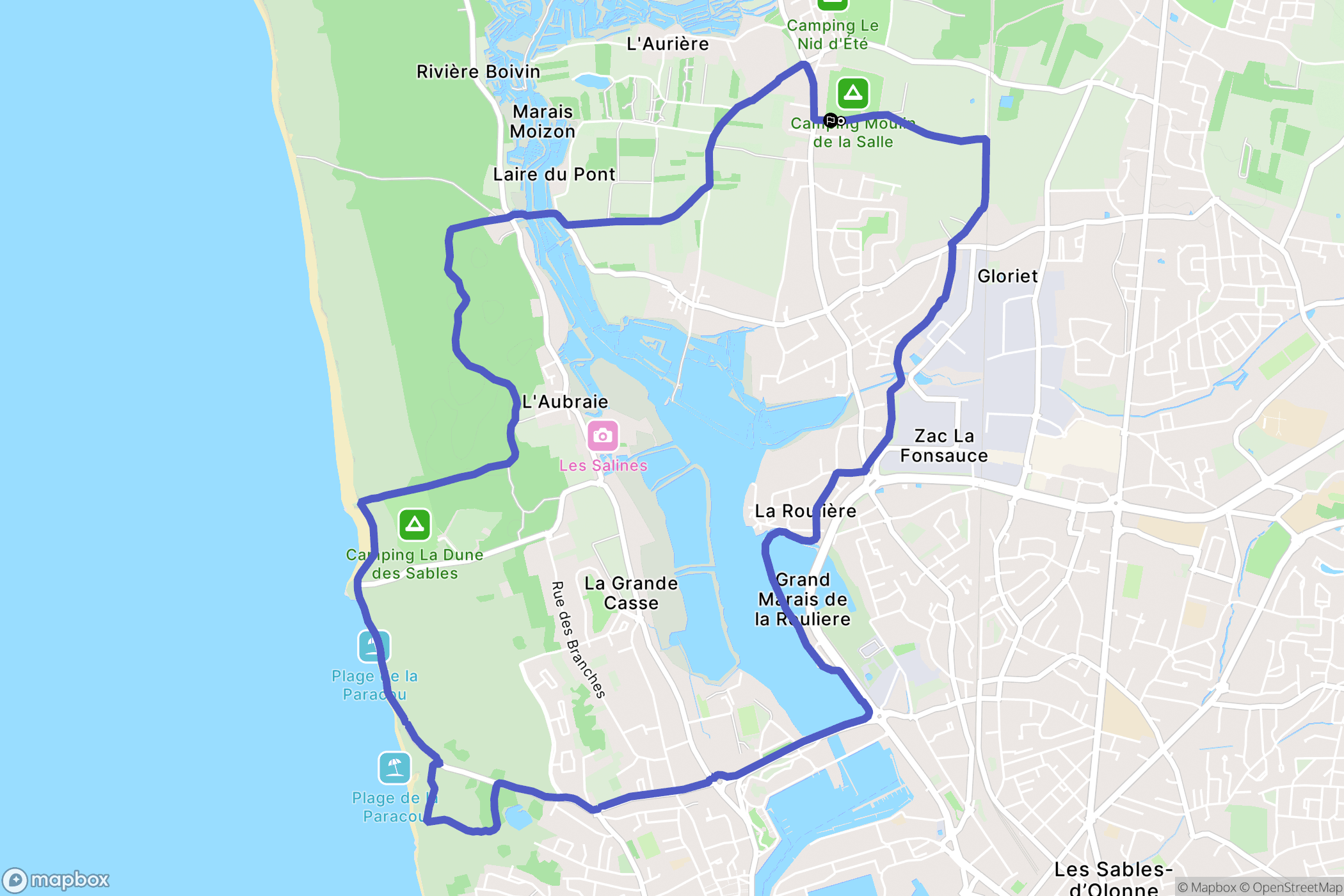 Les Sables-d'Olonne : carte du parcours de randonnée - France