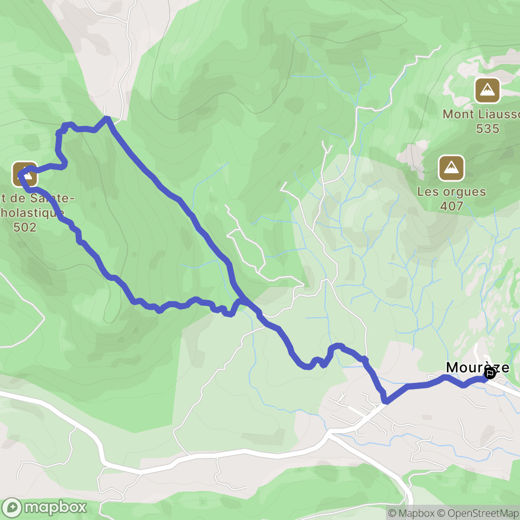 Mourèze : carte du parcours de randonnée - France