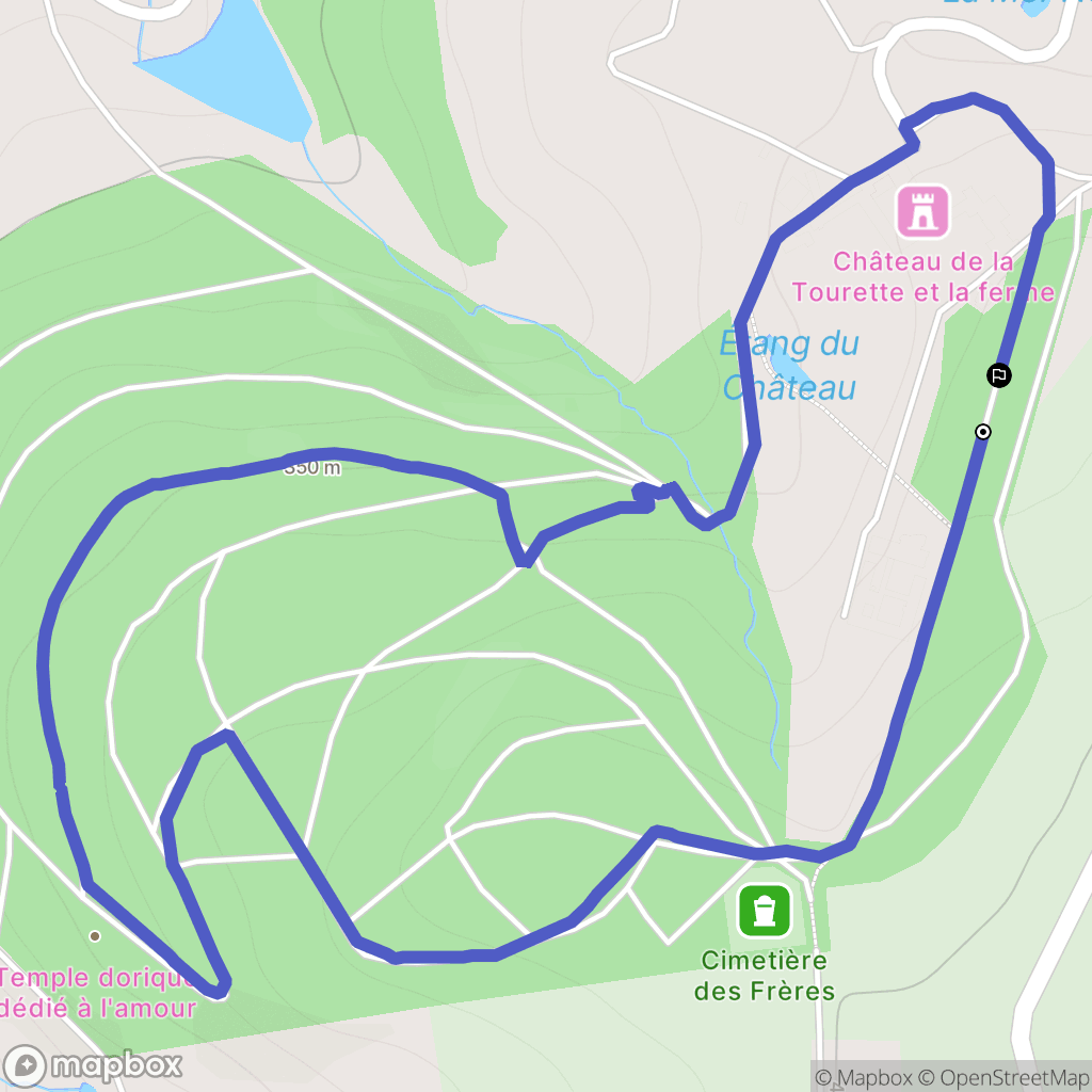 Eveux : carte du parcours de randonnée - France