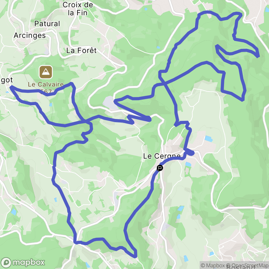 Le Cergne : carte du parcours de randonnée - France