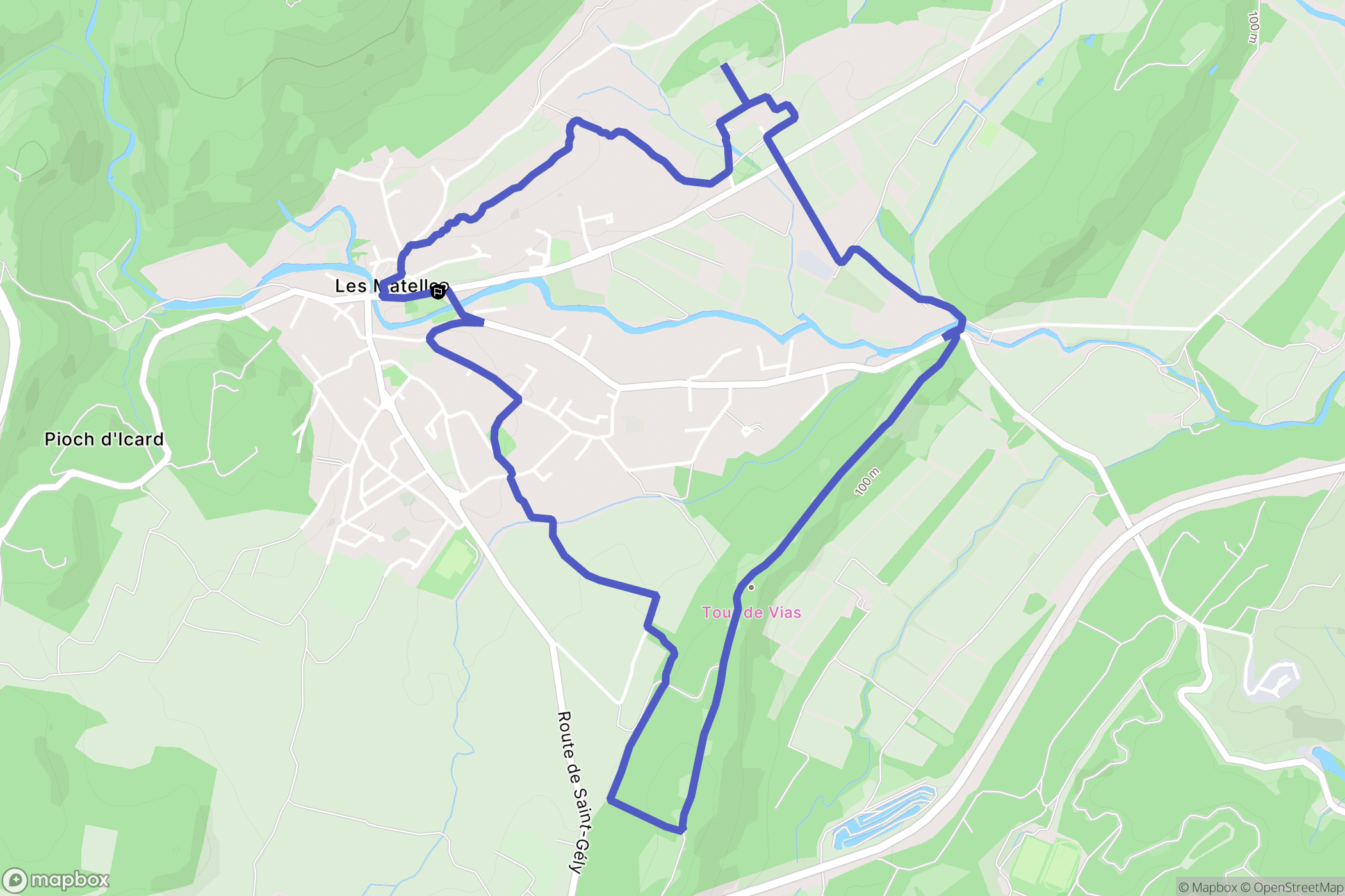 Les Matelles : carte du parcours de randonnée - France