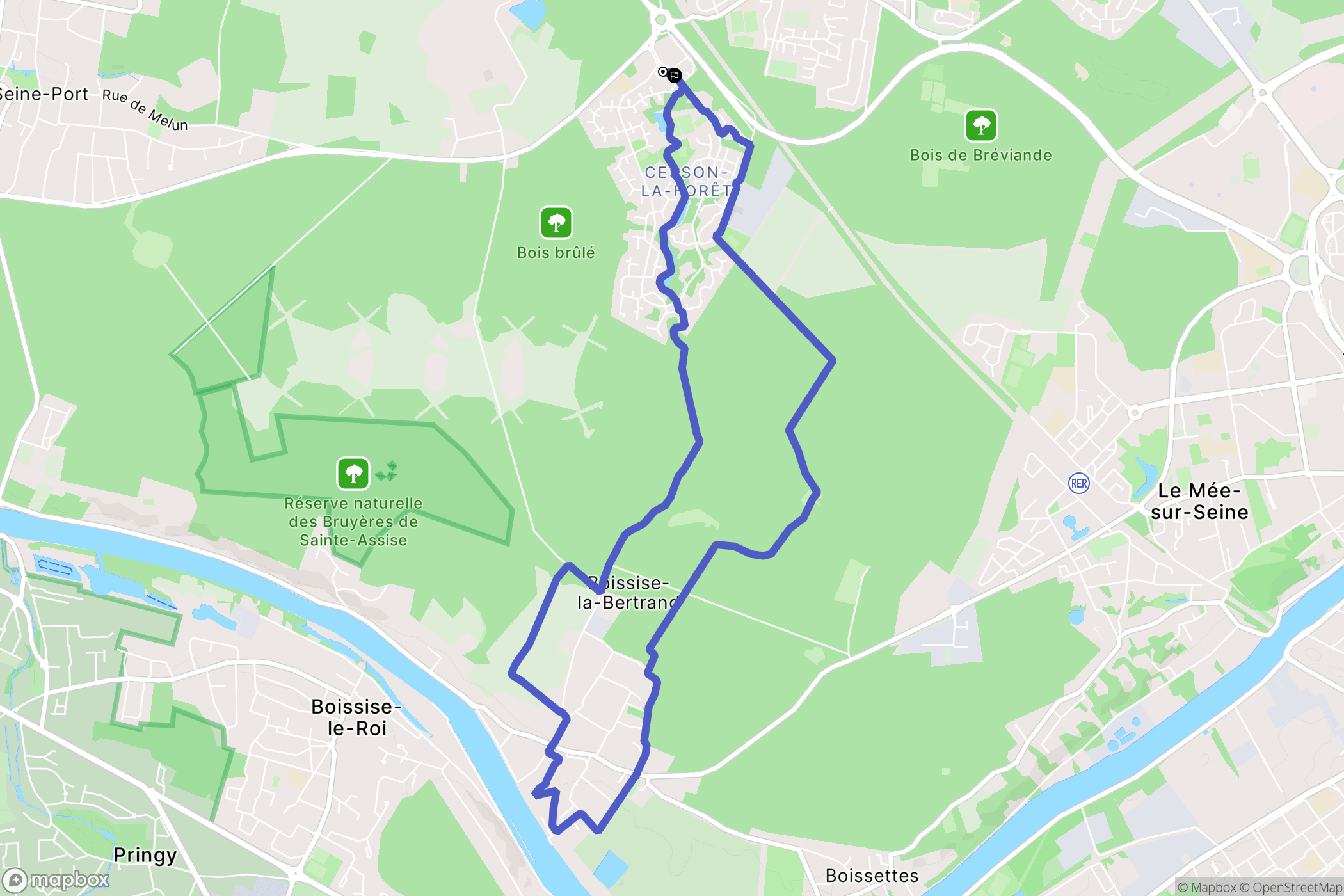 Cesson : carte du parcours de randonnée - France